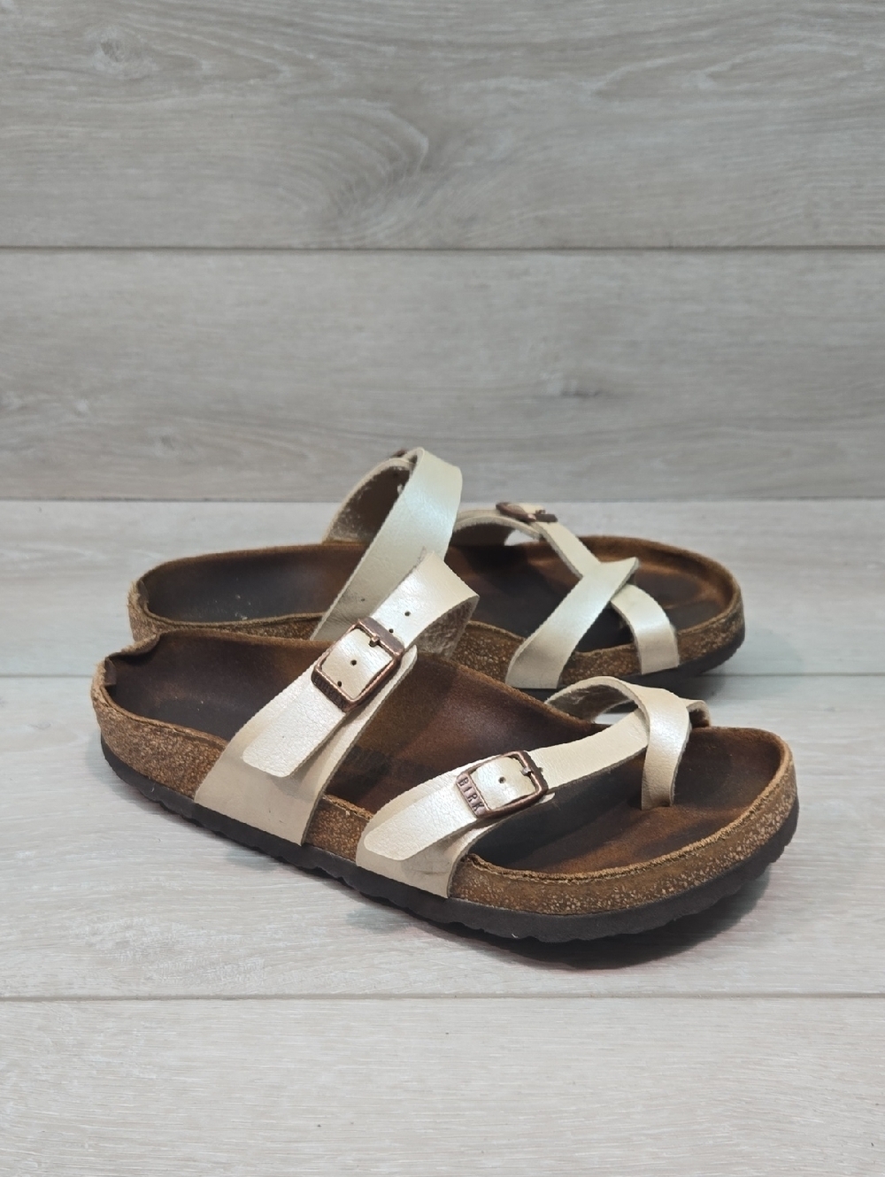 Birkenstock Women Mayari Loop Toe Cork Footbed Sandals Shoes Sz 37/6